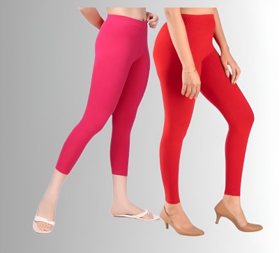 chobi star Ankle Length Ethnic Wear Legging(Red, Pink, Solid)