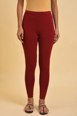 W Ankle Length  Ethnic Wear Legging(Red, Solid)