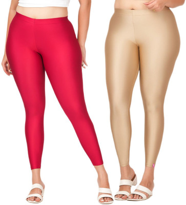LoveiT Ankle Length Western Wear Legging(Maroon, Beige, Solid)