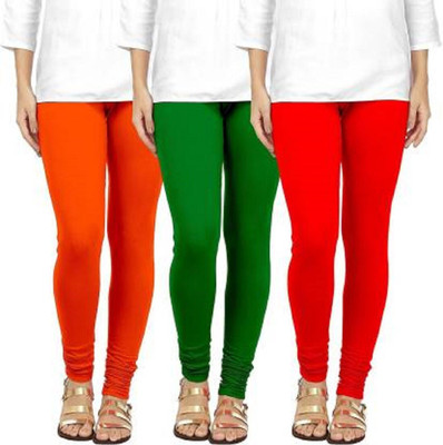 HouseOfCommon Churidar  Ethnic Wear Legging(Orange, Red, Green, Solid)