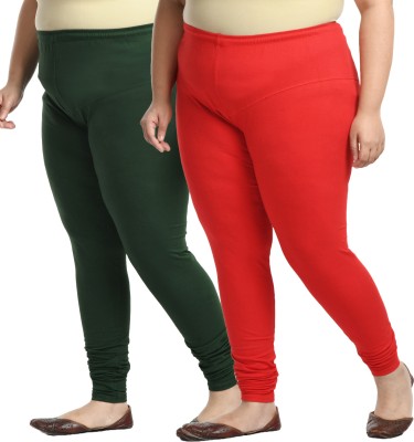 HypeLook Churidar  Ethnic Wear Legging(Green, Red, Solid)