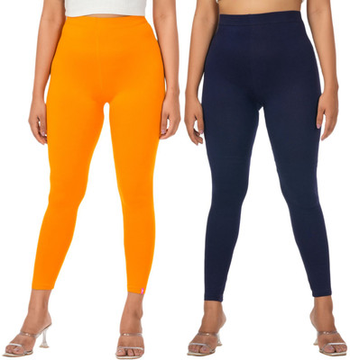 LoveiT Ankle Length Western Wear Legging(Yellow, Dark Blue, Solid)