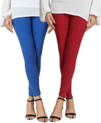 Swastik Stuffs Ankle Length Western Wear Legging(Blue, Maroon, Solid)