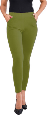 Misaina Ankle Length  Ethnic Wear Legging(Green, Solid)