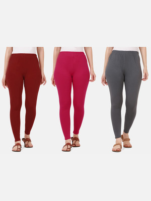 BuyNewTrend Ankle Length Western Wear Legging(Maroon, Pink, Grey, Solid)