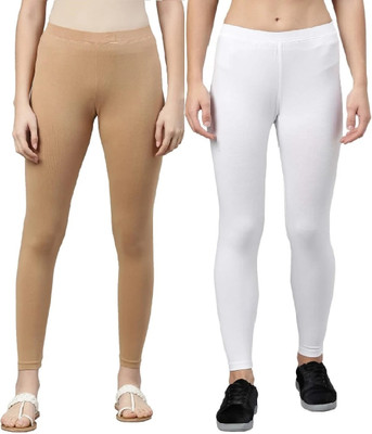ZAYANQA Ankle Length Western Wear Legging(White, Beige, Solid)