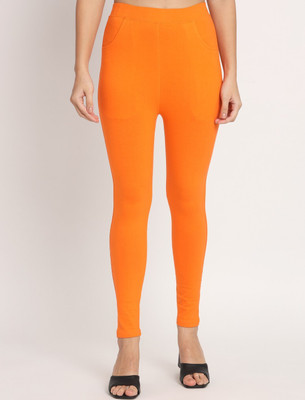 thread plus Ankle Length  Ethnic Wear Legging(Orange, Solid)