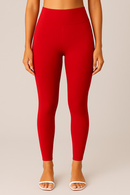 Muskesh Ankle Length  Ethnic Wear Legging(Red, Solid)