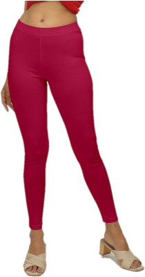 CARBON BASICS Ankle Length  Western Wear Legging(Pink, Solid)