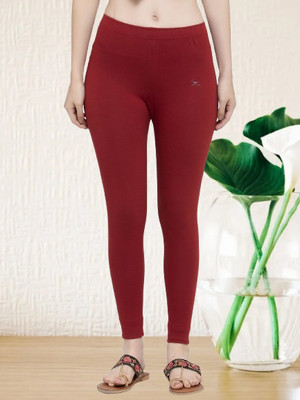 Trend Level Ankle Length Western Wear Legging(Maroon, Solid)