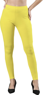 femmora Ankle Length Ethnic Wear Legging(Yellow, Solid)