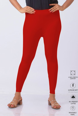 XUFA Ankle Length  Ethnic Wear Legging(Red, Solid)