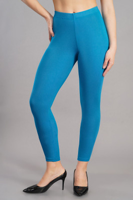 Shsuvia Ankle Length Western Wear Legging(Light Blue, Solid)