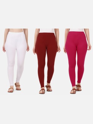 BuyNewTrend Ankle Length Western Wear Legging(White, Maroon, Pink, Solid)