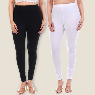 tpf Churidar Length Western Wear Legging(Black, White, Solid)