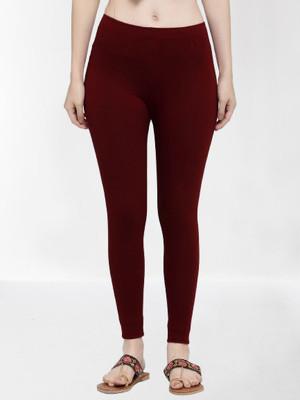 Trend Level Ankle Length Western Wear Legging(Maroon, Solid)