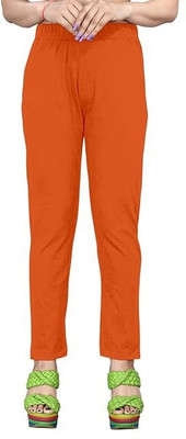 OmTextiles Ankle Length Western Wear Legging(Orange, Solid)