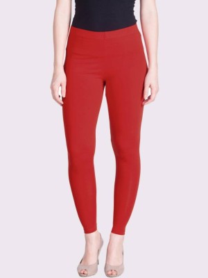 KriSo Ankle Length Western Wear Legging(Red, Solid)