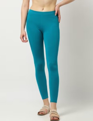 rizim Ankle Length  Western Wear Legging(Light Blue, Solid)