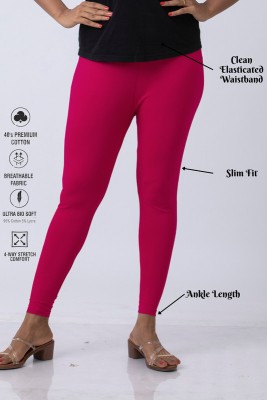 Lady Luxe Ankle Length  Ethnic Wear Legging(Pink, Solid)