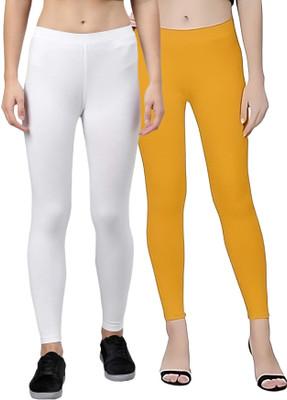 ZAYANQA Ankle Length Western Wear Legging(White, Yellow, Solid)