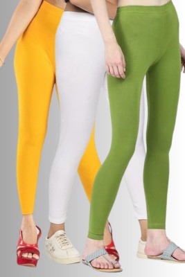 chobi star Ankle Length Ethnic Wear Legging(Yellow, White, Light Green, Solid)