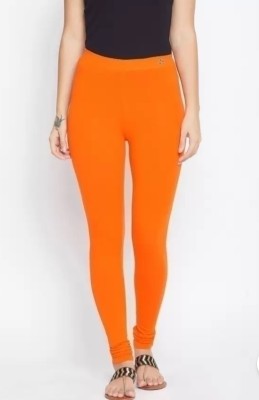 Galaxi Churidar  Western Wear Legging(Orange, Solid)