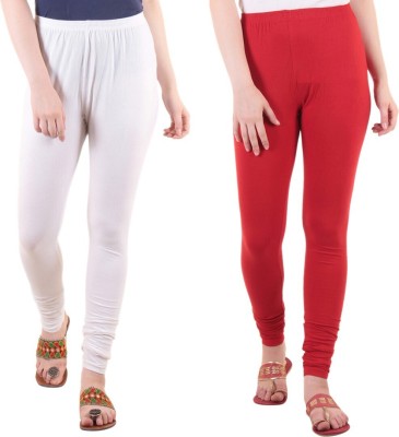 DIAZ Churidar Length Ethnic Wear Legging(Red, White, Solid)