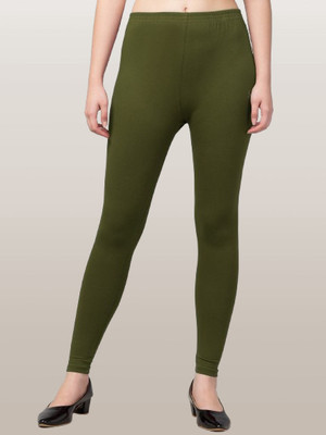 Trend Level Ankle Length  Western Wear Legging(Dark Green, Solid)