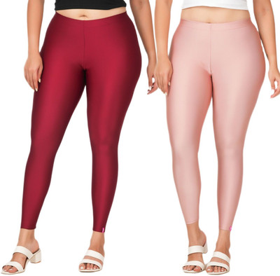 LoveiT Ankle Length Western Wear Legging(Maroon, Pink, Solid)