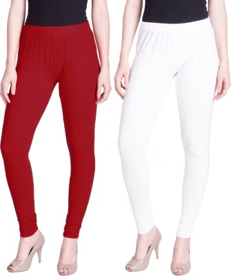 Lyra Ethnic Wear Legging(Red, White, Solid)