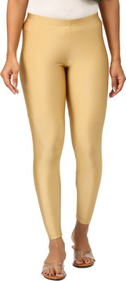 i TEX Ankle Length  Western Wear Legging(Gold, Solid)