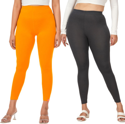 LoveiT Ankle Length Western Wear Legging(Yellow, Grey, Solid)