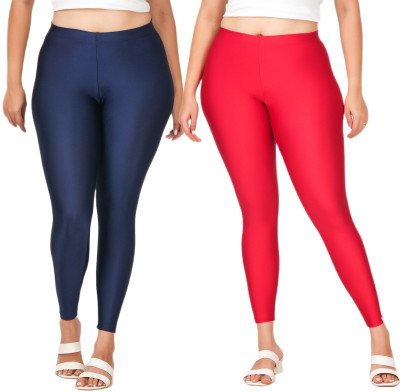 LoveiT Ankle Length Western Wear Legging(Dark Blue, Red, Solid)