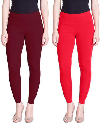 Lyra Ankle Length  Ethnic Wear Legging(Red, Maroon, Solid)