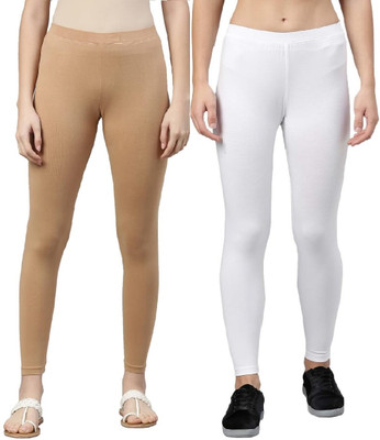 Rocksy Ankle Length Western Wear Legging(White, Beige, Solid)