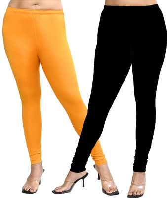 altius Churidar  Ethnic Wear Legging(Black, Yellow, Solid)