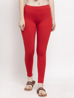 ABE Ankle Length Western Wear Legging(Red, Solid)