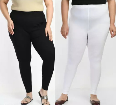 Kaff Churidar  Ethnic Wear Legging(Black, White, Solid)