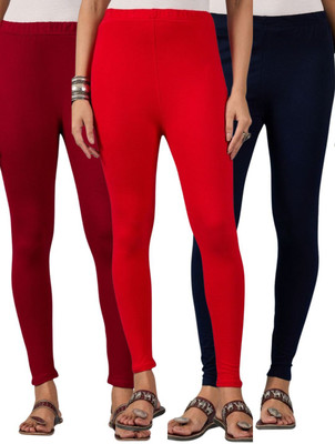 DIMPY GARMENTS Ankle Length Western Wear Legging(Maroon, Dark Blue, Red, Solid)