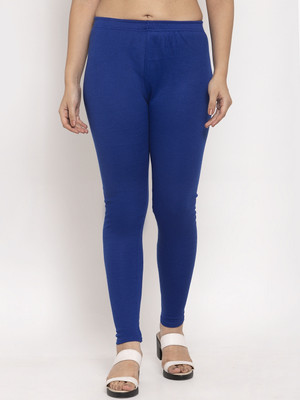 Trend Level Ankle Length Western Wear Legging(Blue, Solid)