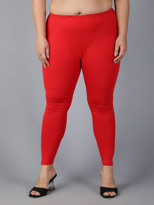 Plus Size Ankle Length Ethnic Wear Legging(Red, Solid)