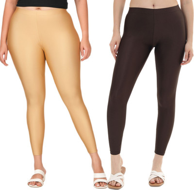 LoveiT Ankle Length Western Wear Legging(Gold, Brown, Solid)