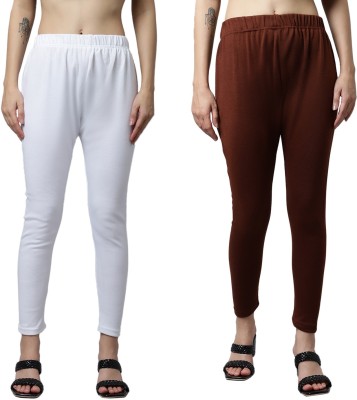 legitlooks Ankle Length  Western Wear Legging(White, Brown, Solid)