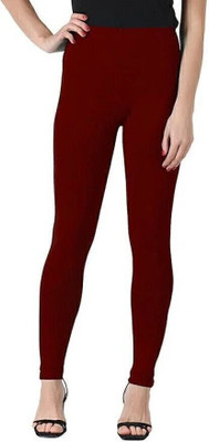 Moksh Ankle Length Western Wear Legging(Maroon, Solid)