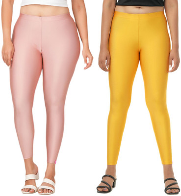 LoveiT Ankle Length Western Wear Legging(Pink, Yellow, Solid)