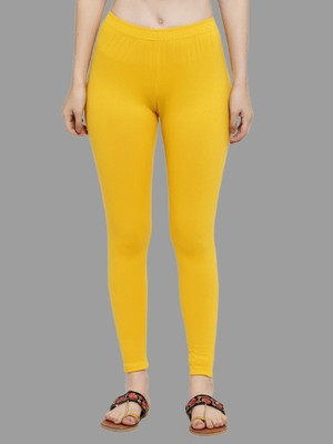 Trend Level Ankle Length Western Wear Legging(Yellow, Solid)