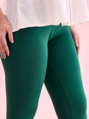 Muskesh Ankle Length  Ethnic Wear Legging(Green, Solid)