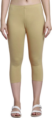 Trend Level 3/4th/Calf Length Western Wear Legging(White, Solid)