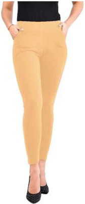MANABHAVAN INDUSTRIES Ankle Length  Western Wear Legging(Beige, Solid)